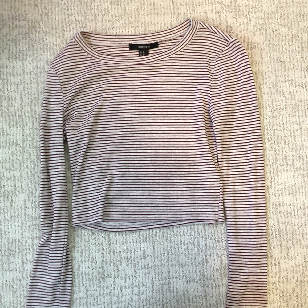 Maroon Striped Crop Top